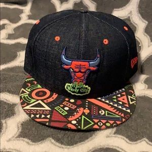 Chicago Bulls neon tribal StrapBack